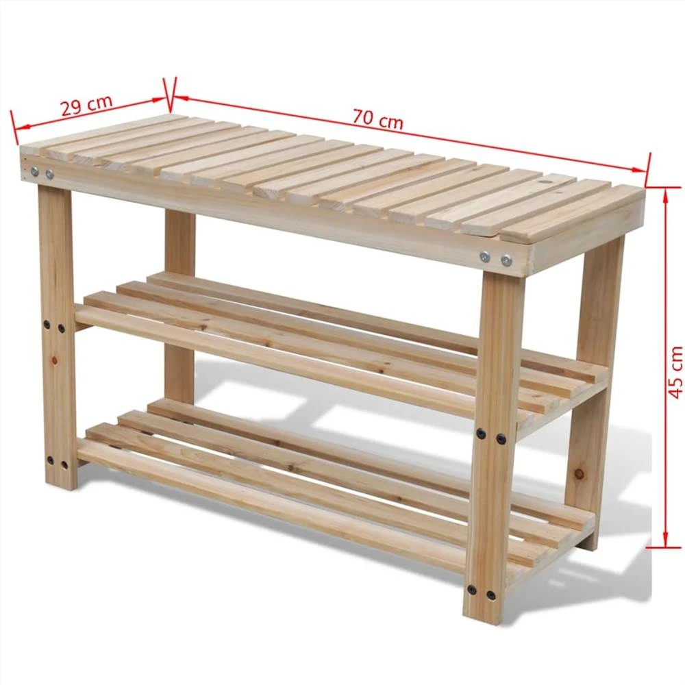 2-in-1 Shoe Rack With Bench Top Solid Fir Wood 3 2-in-1 Shoe Rack With Bench Top Solid Fir Wood - Image 3