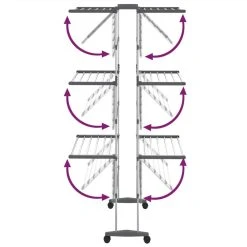 3-Tier Laundry Drying Rack With Wheels Silver 60x70x166 Cm -JIMMY Shop 3 Tier Laundry Drying Rack with Wheels Silver 60x70x166 cm 514616 4