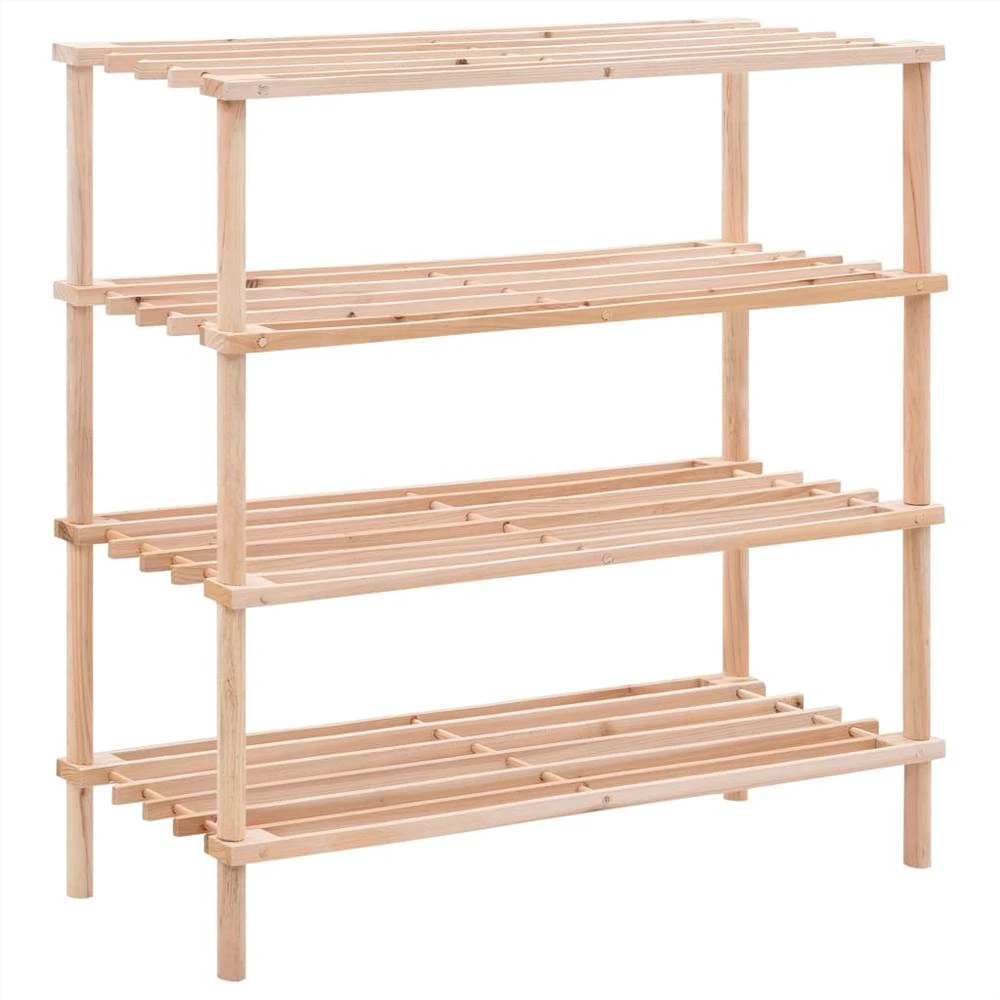 4-Tier Shoe Rack Solid Fir Wood 1 4-Tier Shoe Rack Solid Fir Wood