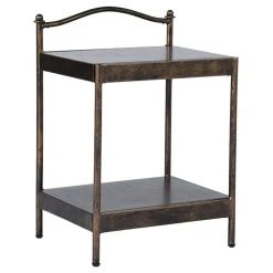 47 X 37 X 66cm Square Two-layer Coffee Table Display Stand Metal Edge For Living Room Bedroom Kitchen - Bronze