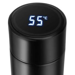 500ML Smart Thermos Cup Portable 304 Stainless Steel With LCD Temperature Display - Black -JIMMY Shop 500ml portable intelligent thermos cup black 1574132381252