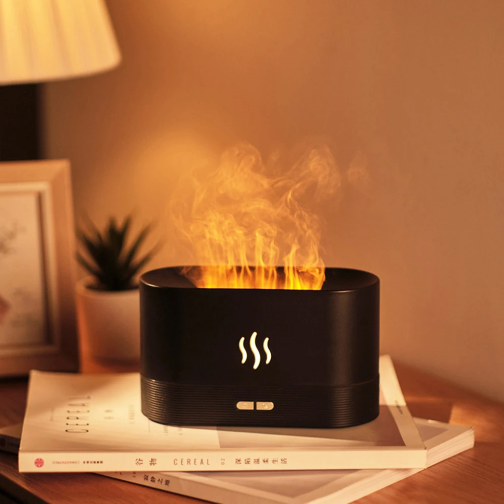Aromatherapy Diffuser Simulation Flame Mist Humidifier USB Ultrasonic Cool Mist Aroma Essential For Home Office - Black 3 Aromatherapy Diffuser Simulation Flame Mist Humidifier USB Ultrasonic Cool Mist Aroma Essential For Home Office - Black - Image 3