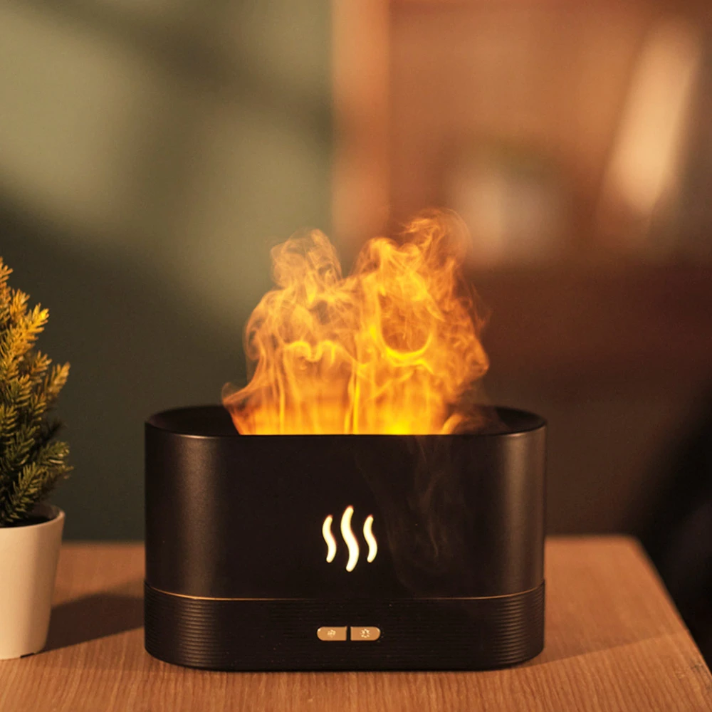 Aromatherapy Diffuser Simulation Flame Mist Humidifier USB Ultrasonic Cool Mist Aroma Essential For Home Office - Black 4 Aromatherapy Diffuser Simulation Flame Mist Humidifier USB Ultrasonic Cool Mist Aroma Essential For Home Office - Black - Image 4