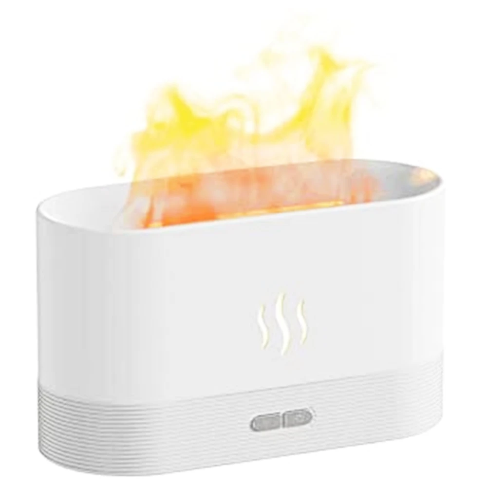 Aromatherapy Diffuser Simulation Flame Mist Humidifier USB Ultrasonic Cool Mist Aroma Essential For Home Office - White 1 Aromatherapy Diffuser Simulation Flame Mist Humidifier USB Ultrasonic Cool Mist Aroma Essential For Home Office - White