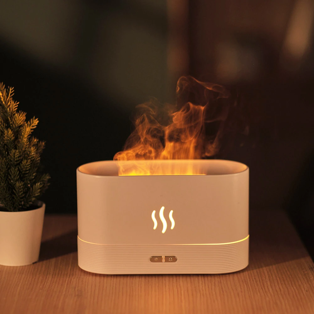 Aromatherapy Diffuser Simulation Flame Mist Humidifier USB Ultrasonic Cool Mist Aroma Essential For Home Office - White 3 Aromatherapy Diffuser Simulation Flame Mist Humidifier USB Ultrasonic Cool Mist Aroma Essential For Home Office - White - Image 3