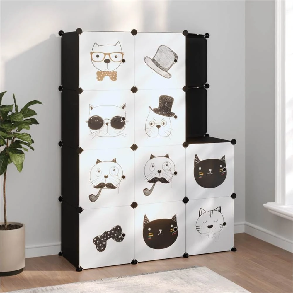 Cube Storage Cabinet For Kids With 10 Cubes Black PP 1 Cube Storage Cabinet For Kids With 10 Cubes Black PP