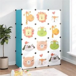 Cube Storage Cabinet For Kids With 12 Cubes Blue PP