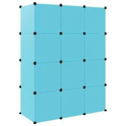 Cube Storage Cabinet For Kids With 12 Cubes Blue PP -JIMMY Shop Cube Storage Cabinet for Kids with 12 Cubes Blue PP 513482 4