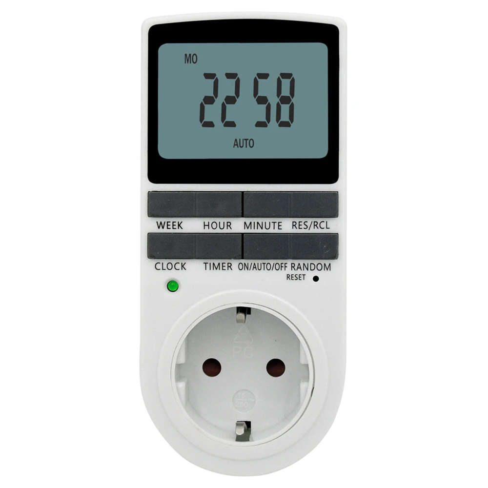 5PCS Digital Electric Timer Socket With 10 Configurable Programs, Large LCD Display, 3680W Back-Up Spare Battery - EU Plug 2 5PCS Digital Electric Timer Socket With 10 Configurable Programs, Large LCD Display, 3680W Back-Up Spare Battery - EU Plug - Image 2