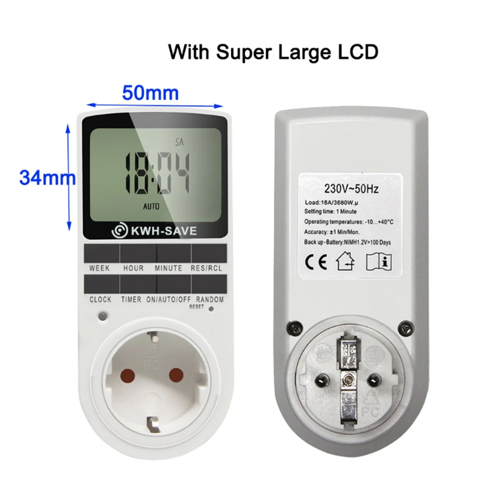 5PCS Digital Electric Timer Socket With 10 Configurable Programs, Large LCD Display, 3680W Back-Up Spare Battery - EU Plug 5 5PCS Digital Electric Timer Socket With 10 Configurable Programs, Large LCD Display, 3680W Back-Up Spare Battery - EU Plug - Image 5