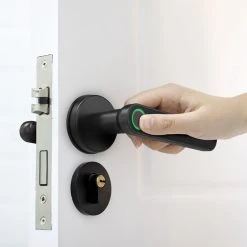 Exitec H03 Smart Fingerprint Key Lock With Biometric, Keyless Entry Mechanical Handle With Bluetooth, App Support, Multilingual, Left And Right, Compatible With 35-58mm Thickness For Main Door Entrance, Master Room, Home, Hotel, Apartment, School