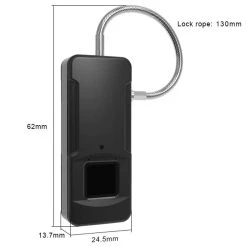 FIPILOCK FL-P4 Portable Smart Fingerprint Padlock Biometric Lock Keyless Anti-theft Universal Security Lock USB Rechargeable IP65 Waterproof Long Standby - Black -JIMMY Shop FIPILOCK FL P4 Portable Smart Fingerprint Padlock Black 900844