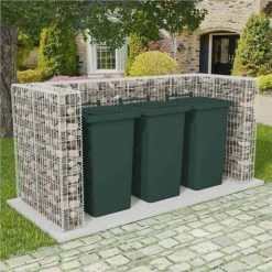 Gabion Triple Wheelie Bin Surround Steel 250x100x120 Cm