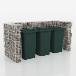Gabion Triple Wheelie Bin Surround Steel 250x100x120 Cm -JIMMY Shop Gabion Triple Wheelie Bin Surround Steel 250x100x120 cm 444329 2