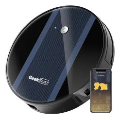 Geek Chef G6 Smart Robot Vacuum Cleaner, Ultra-Thin, 1800Pa Strong Suction, Automatic Self-Charging, 500ml Dustbin, 2600mAh Capacity, 100min Runtime, WiFi Connection, App Control