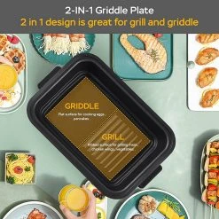 Geek Chef GFG06 7 In 1 Air Fryer Electric Indoor Grill Combo, 1500W Power, 6QT Capacity, Preset Function, Removable Non-Stick Plate, 60min Timer 10 Geek Chef GFG06 7 In 1 Air Fryer Electric Indoor Grill Combo, 1500W Power, 6QT Capacity, Preset Function, Removable Non-Stick Plate, 60min Timer -JIMMY Shop Geek Chef GFG06 7 In 1 Air Fryer Electric Indoor Grill Combo 519103 4