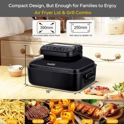 Geek Chef GFG06 7 In 1 Air Fryer Electric Indoor Grill Combo, 1500W Power, 6QT Capacity, Preset Function, Removable Non-Stick Plate, 60min Timer 11 Geek Chef GFG06 7 In 1 Air Fryer Electric Indoor Grill Combo, 1500W Power, 6QT Capacity, Preset Function, Removable Non-Stick Plate, 60min Timer -JIMMY Shop Geek Chef GFG06 7 In 1 Air Fryer Electric Indoor Grill Combo 519103 5