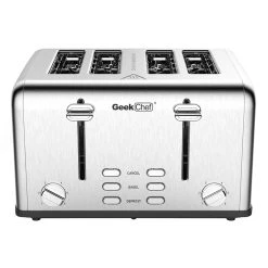 Geek Chef GTS4B-1 Toaster 4 Slice, 1650W Stainless Steel Toaster, 1.5 Inch Extra Wide Slots, Dual Control Panels, Auto Pop-Up, 6 Toasting Bread Shade Settings -JIMMY Shop Geek Chef GTS4B 1 Toaster 4 Slice 519123 3