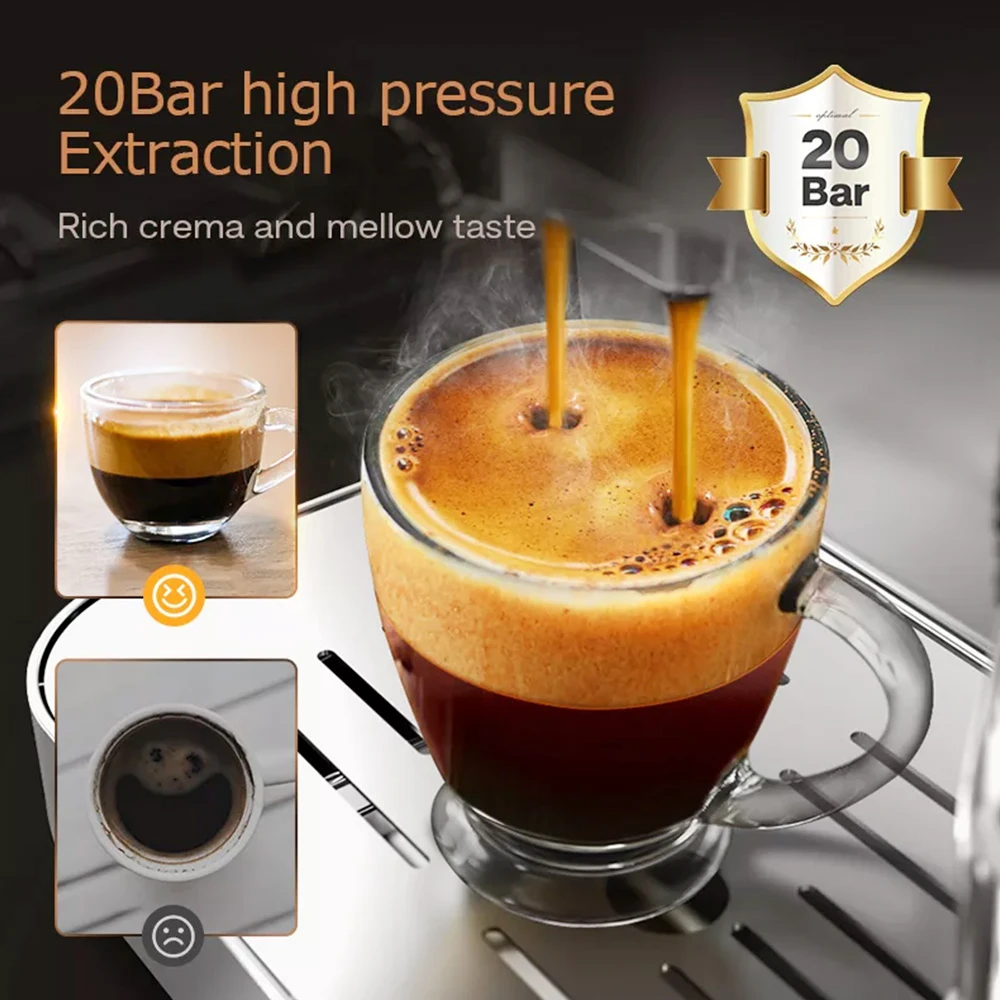 HiBREW H10 1050W Coffee Maker, 20 Bar Semi-Auto Coffee Machine, ESE Pod/Ground Coffee Espresso Maker, 1.5L Capacity 2 HiBREW H10 1050W Coffee Maker, 20 Bar Semi-Auto Coffee Machine, ESE Pod/Ground Coffee Espresso Maker, 1.5L Capacity - Image 2
