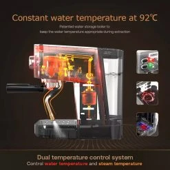 HiBREW H10 1050W Coffee Maker, 20 Bar Semi-Auto Coffee Machine, ESE Pod/Ground Coffee Espresso Maker, 1.5L Capacity 9 HiBREW H10 1050W Coffee Maker, 20 Bar Semi-Auto Coffee Machine, ESE Pod/Ground Coffee Espresso Maker, 1.5L Capacity -JIMMY Shop HiBREW H10 1050W Coffee Maker without Latte Cup 508690 4