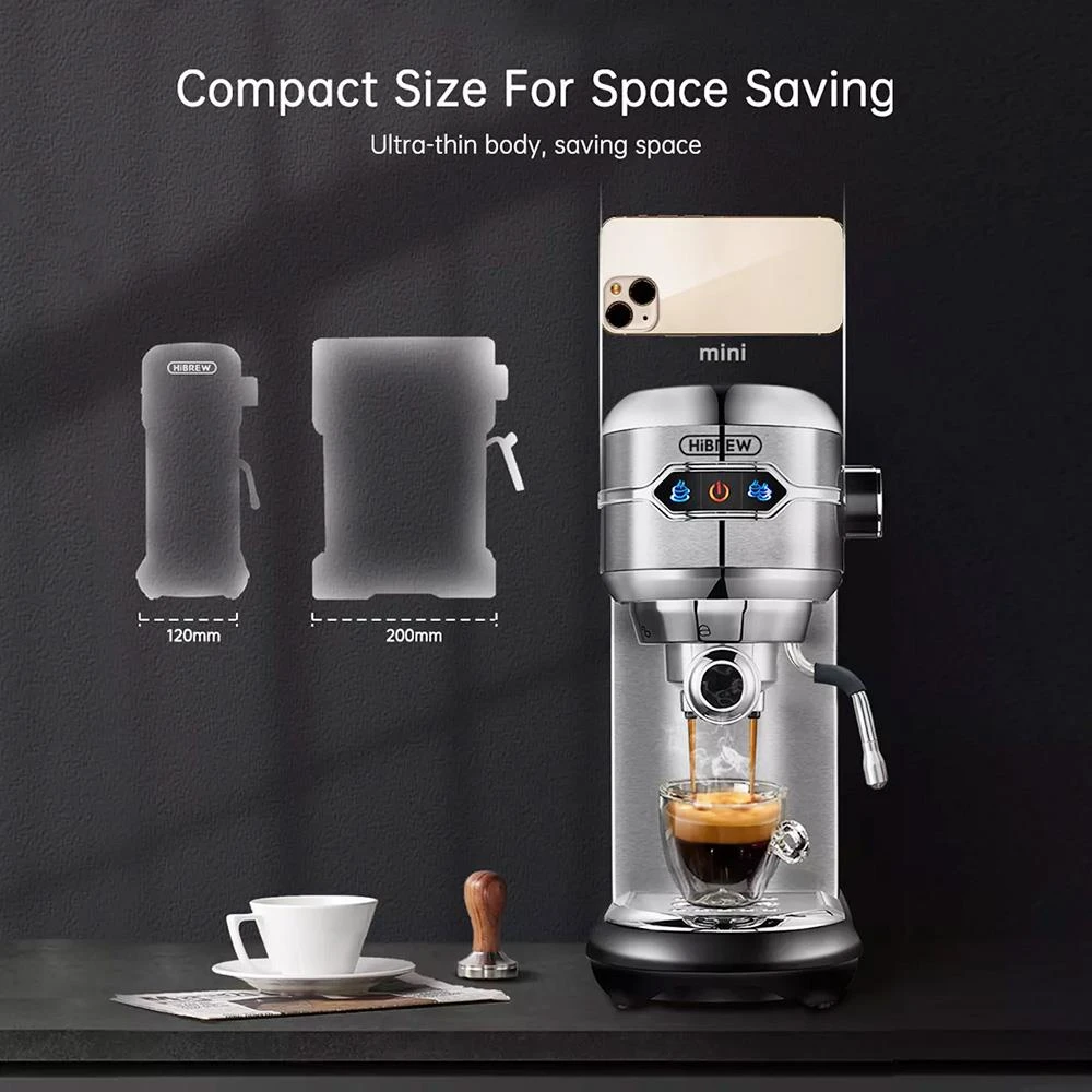 HiBREW H11 1450W Coffee Maker, 19 Bar Semi Automatic Espresso Machine, 1.1L Water Tank, ESE POD Powder Dual Use, Hot Water 2 HiBREW H11 1450W Coffee Maker, 19 Bar Semi Automatic Espresso Machine, 1.1L Water Tank, ESE POD Powder Dual Use, Hot Water - Image 2