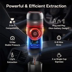HiBREW H4 Portable Car Coffee Machine, 15 Bar Pressure, DC 12V Espresso Coffee Maker With Adapter Storage Bag Bracket 8 HiBREW H4 Portable Car Coffee Machine, 15 Bar Pressure, DC 12V Espresso Coffee Maker With Adapter Storage Bag Bracket -JIMMY Shop HiBREW H4 Portable Car Coffee Machine 508853 2