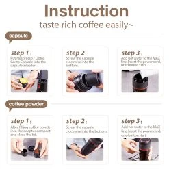 HiBREW H4 Portable Car Coffee Machine, 15 Bar Pressure, DC 12V Espresso Coffee Maker With Adapter Storage Bag Bracket 11 HiBREW H4 Portable Car Coffee Machine, 15 Bar Pressure, DC 12V Espresso Coffee Maker With Adapter Storage Bag Bracket -JIMMY Shop HiBREW H4 Portable Car Coffee Machine 508853 5