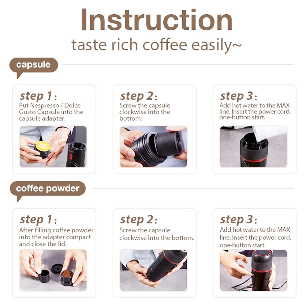 HiBREW H4 Portable Car Coffee Machine, 15 Bar Pressure, DC 12V Espresso Coffee Maker With Adapter Storage Bag Bracket 6 HiBREW H4 Portable Car Coffee Machine, 15 Bar Pressure, DC 12V Espresso Coffee Maker With Adapter Storage Bag Bracket - Image 6