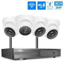 Hiseeu 3MP 8CH CCTV Security Camera System Wireless NVR H.265 Two-Way Audio Kit HD 1536P Indoor Home Video Surveillance