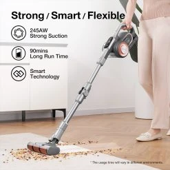 JIMMY H10 Pro Flexible Smart Handheld Cordless Vacuum Cleaner 245AW 26Kpa Suction Intelligent Dust Sensor 3000mAH Battery 90min Run Time 600ml Dust Cup LCD Screen With 6 LED Headlights - Silver -JIMMY Shop JIMMY H10 Pro Cordless Handheld Vacuum Cleaner EU Plug Silver 513803 2