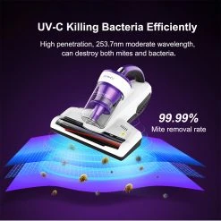 JIMMY JV12 Anti-mite Vacuum Cleaner 400W Strong Power Ultrasound UV-C Sterilization 220mm Widened Suction Port With Patented Composite Brush Roll Dual Cyclone & MIF Filter 0.4L Dust Cup - White -JIMMY Shop JIMMY JV12 Anti mite Vacuum Cleaner 499389 4