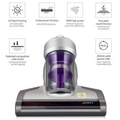 JIMMY JV35 Handheld Anti-mite Vacuum Cleaner High Temperature UV Acaricide 14Kpa Strong Suction 700W Power 5S Rapid Heating Dust Collector International Version From Xiaomi Youpin - Gray -JIMMY Shop JIMMY JV35 Anti mite Vacuum Cleaner Gray 899876