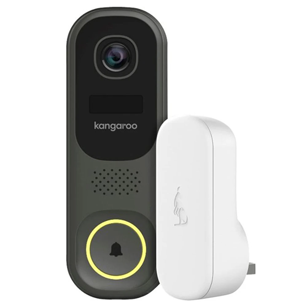 Kangaroo B0010 Smart WiFi Camera Doorbell With Chime, Color Night Vision, Two-Way Talk, On-demand Livestream, Rechargeable Batteries Powered - Black 1 Kangaroo B0010 Smart WiFi Camera Doorbell With Chime, Color Night Vision, Two-Way Talk, On-demand Livestream, Rechargeable Batteries Powered - Black