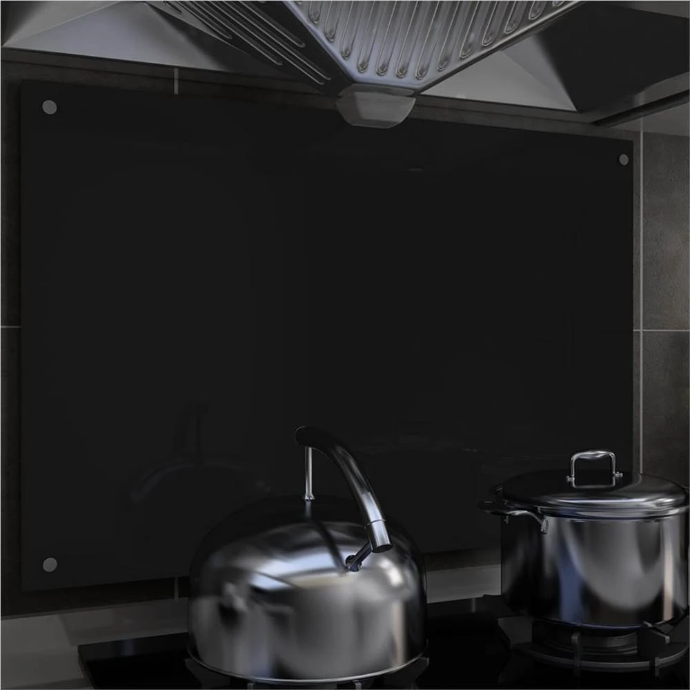 Kitchen Backsplash Black 90x60 Cm Tempered Glass 1 Kitchen Backsplash Black 90x60 Cm Tempered Glass
