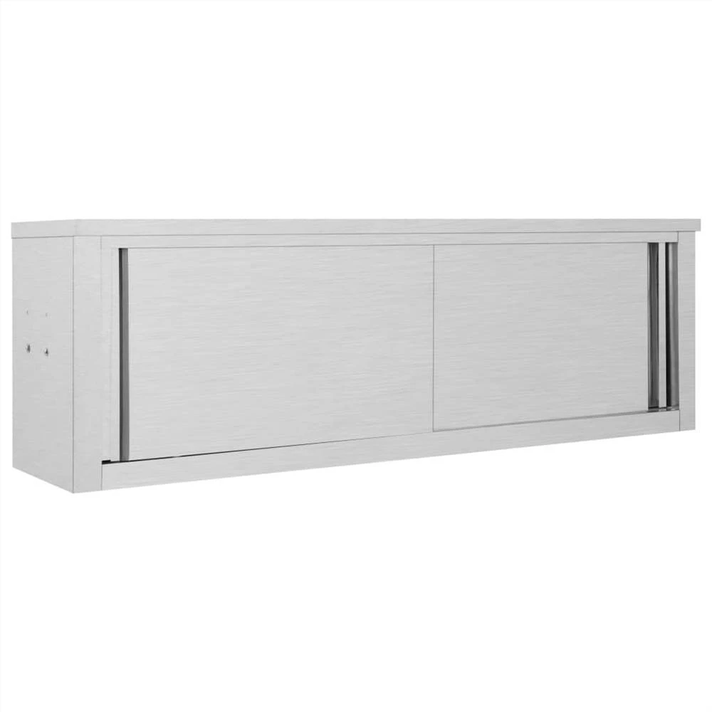 Kitchen Wall Cabinet With Sliding Doors 150x40x50 Cm Stainless Steel 1 Kitchen Wall Cabinet With Sliding Doors 150x40x50 Cm Stainless Steel