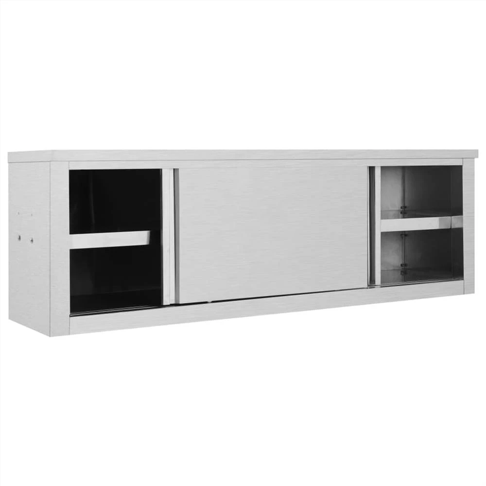 Kitchen Wall Cabinet With Sliding Doors 150x40x50 Cm Stainless Steel 5 Kitchen Wall Cabinet With Sliding Doors 150x40x50 Cm Stainless Steel - Image 5