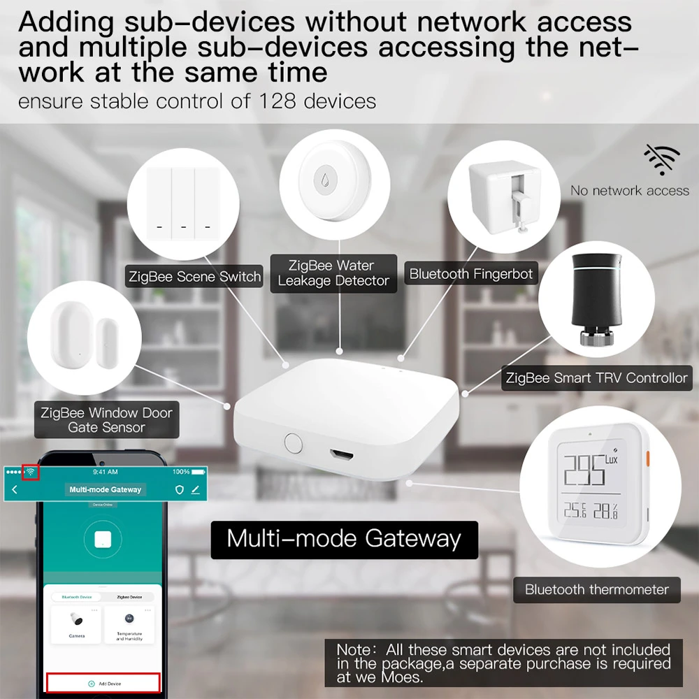 Moeshouse Multi-mode Smart Gateway ZigBee3.0 WiFi Bluetooth Mesh Hub Work With Tuya Smart App Voice Control Via Alexa Google Home 5 Moeshouse Multi-mode Smart Gateway ZigBee3.0 WiFi Bluetooth Mesh Hub Work With Tuya Smart App Voice Control Via Alexa Google Home - Image 5