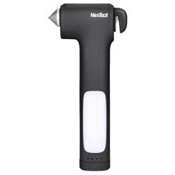 NexTool Multifunction Lifesaving Hammer Emergency Lighting Tungsten Steel Hammer Head Built-in Rope Cutter Magnet Fixed USB Charging Mobile Power - Black