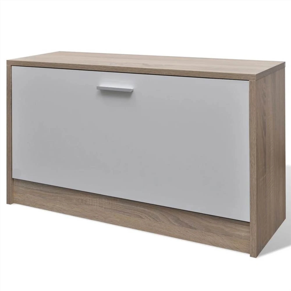 Oak And White 3-in-1 Wooden Shoe Cabinet Set 6 Oak And White 3-in-1 Wooden Shoe Cabinet Set - Image 6