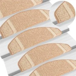 Self-adhesive Carpet Stair Treads 15 Pcs Light Brown 65x25 Cm