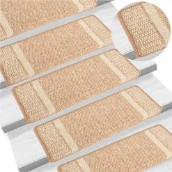 Self-adhesive Carpet Stair Treads 15 Pcs Light Brown 65x25 Cm