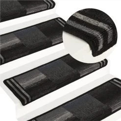 Self-adhesive Stair Mats 15 Pcs 65x25 Cm Black And Grey