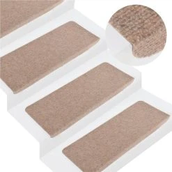 Self-adhesive Stair Mats 15 Pcs 65x28 Cm Beige