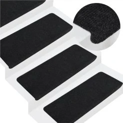 Self-adhesive Stair Mats 15 Pcs 65x28 Cm Black