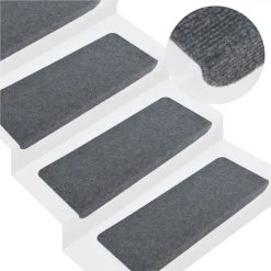 Self-adhesive Stair Mats 15 Pcs 65x28 Cm Grey