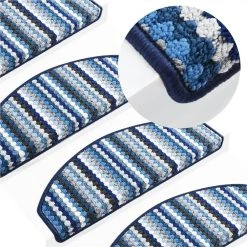 Self-adhesive Stair Mats 15 Pcs 65x28 Cm Multicolour Blue