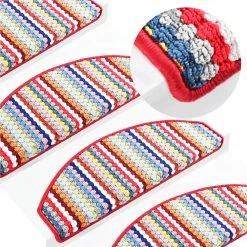 Self-adhesive Stair Mats 15 Pcs 65x28 Cm Multicolour Red