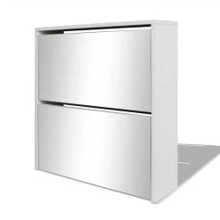 Shoe Cabinet 2-Layer Mirror White 63x17x67 Cm -JIMMY Shop Shoe Cabinet 2 Layer Mirror White 63x17x67 cm 442759 2