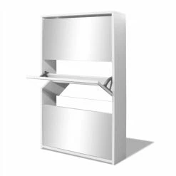 Shoe Cabinet 3-Layer Mirror White 63x17x102.5 Cm -JIMMY Shop Shoe Cabinet 3 Layer Mirror White 63x17x102 5 cm 443762 3
