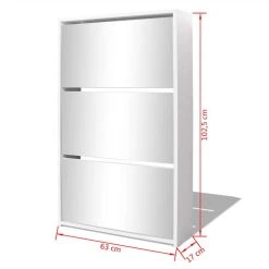 Shoe Cabinet 3-Layer Mirror White 63x17x102.5 Cm -JIMMY Shop Shoe Cabinet 3 Layer Mirror White 63x17x102 5 cm 443762 4